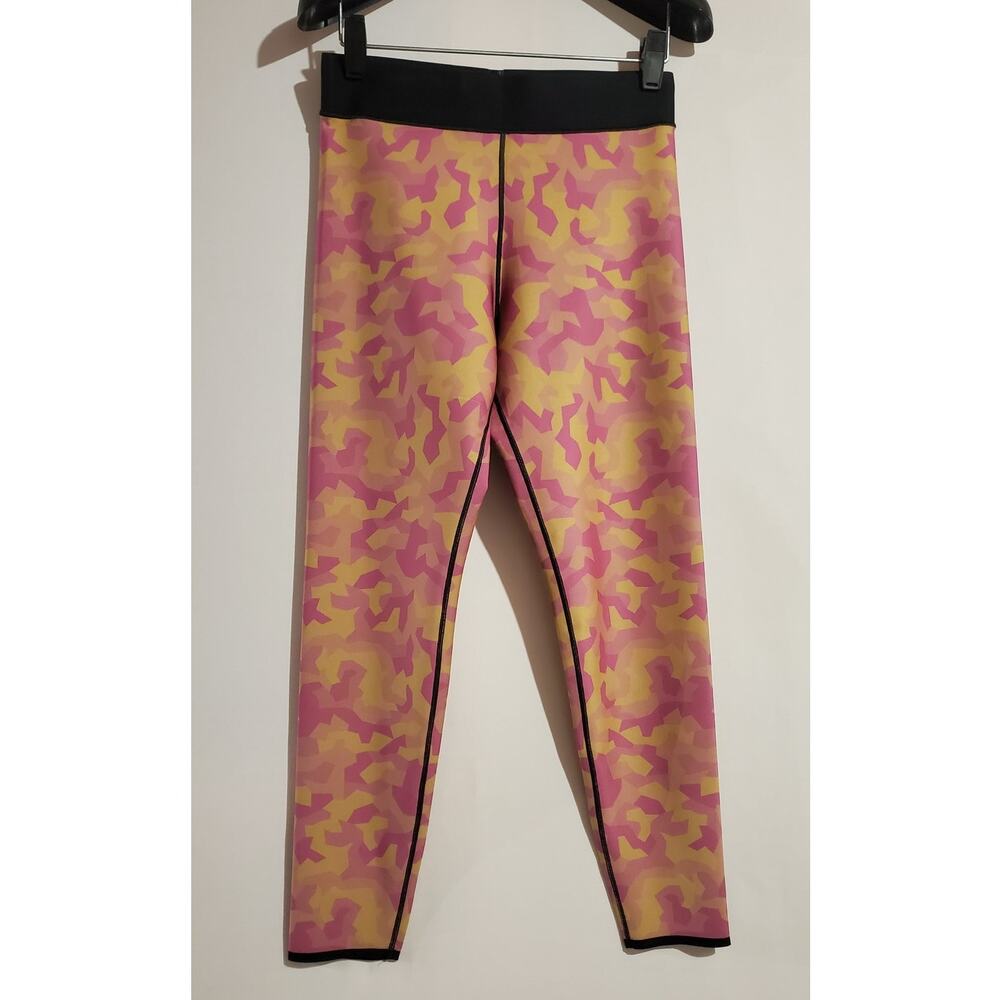 Cor by UltraCor Geometric Pixel High Rise Leggings Womens Size XL Pink Coral Gym